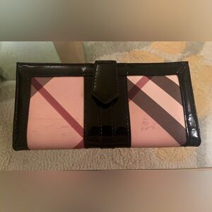 Burberry Beige and Black Checkered Designer Wallet